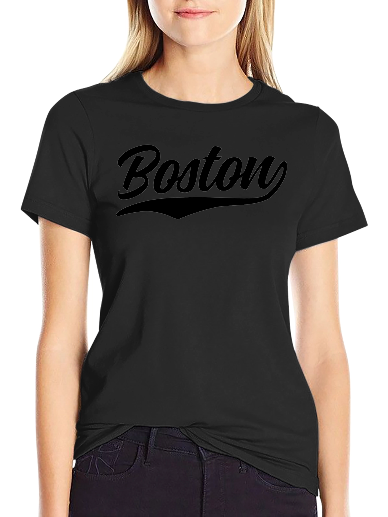 Boston Script Black T-Shirt