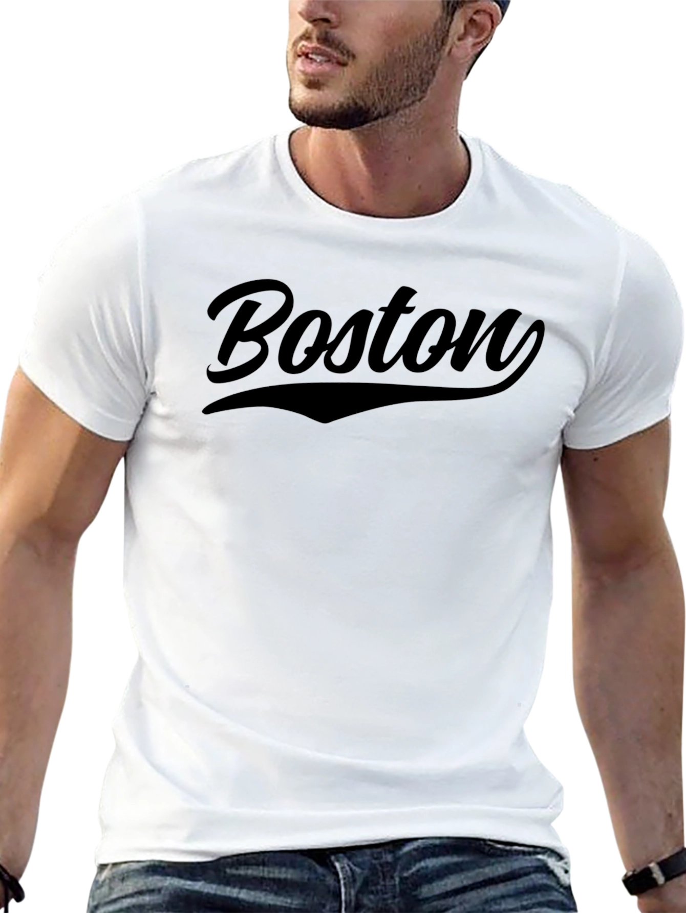 Boston Script Black T-Shirt