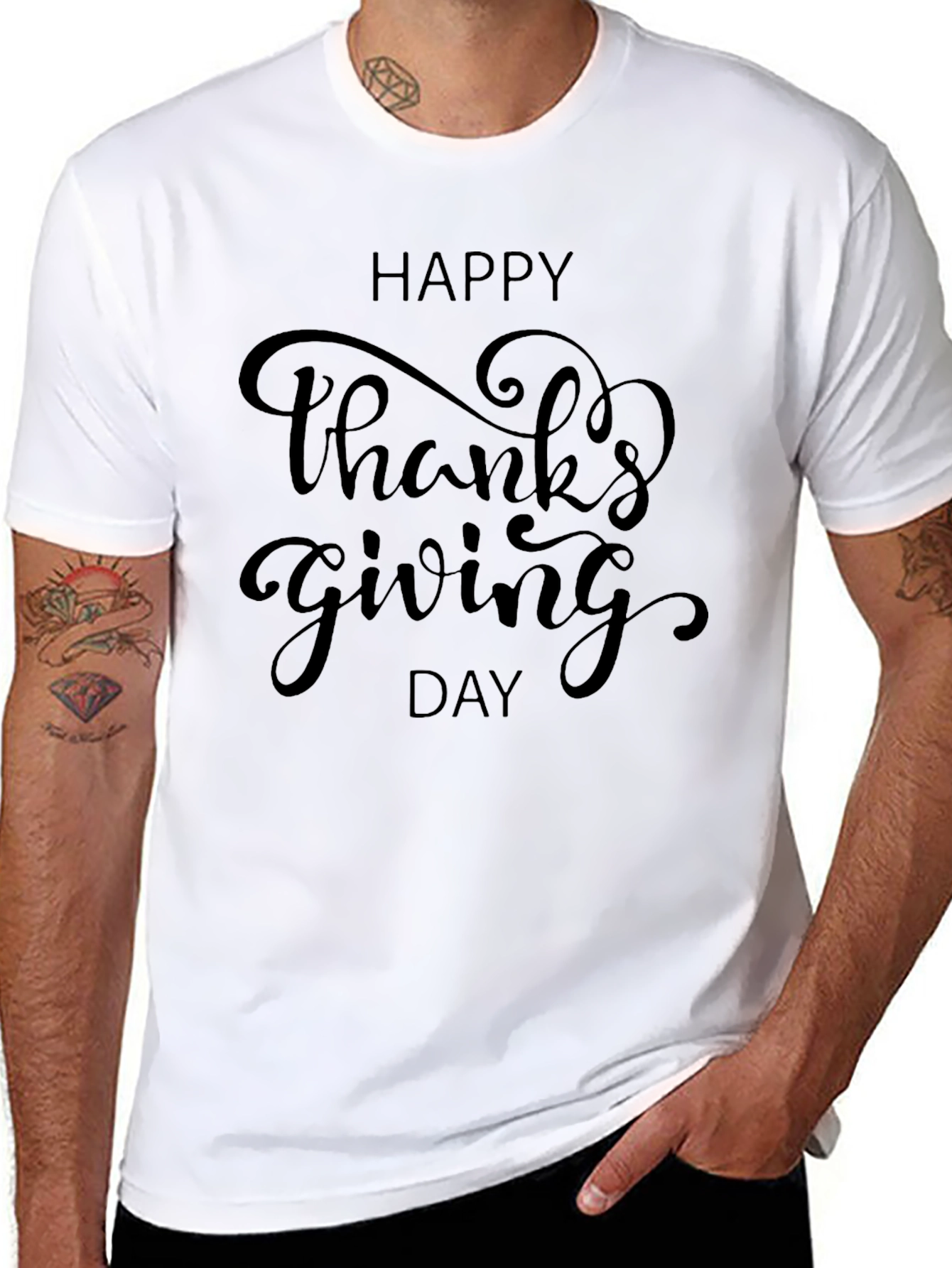 Happy Thanksgiving Day Black T-Shirt