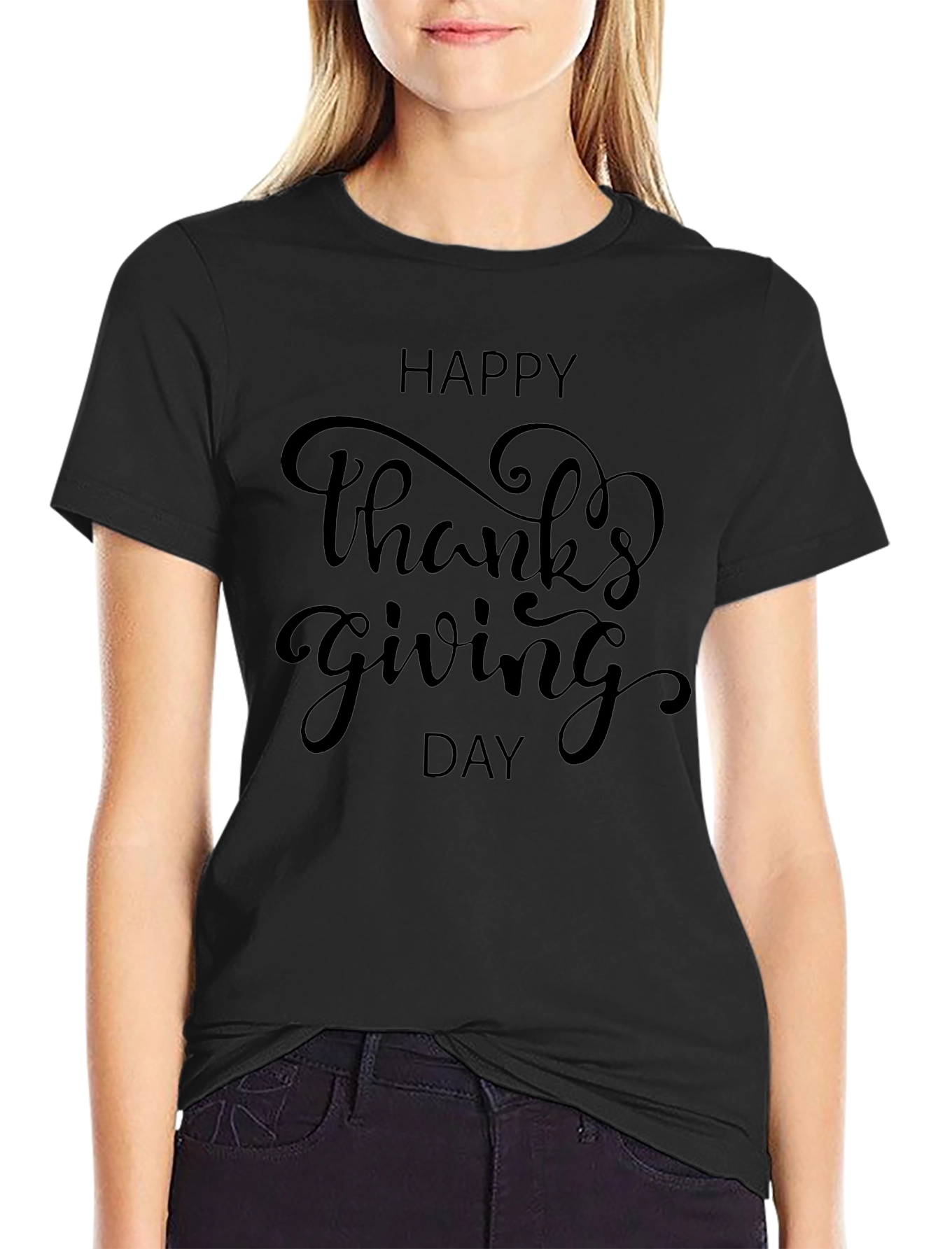 Happy Thanksgiving Day Black T-Shirt