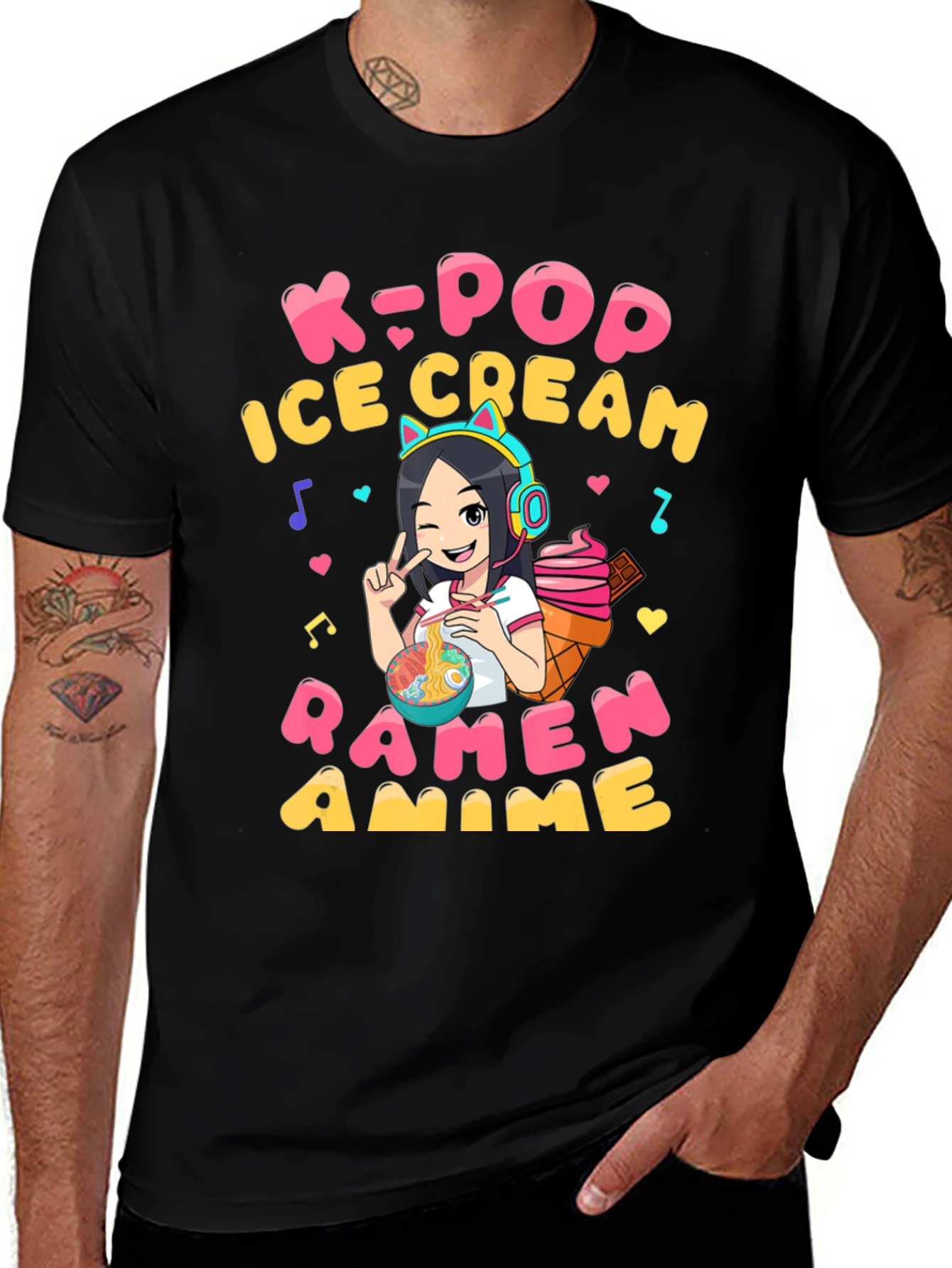 K-Pop Ramen Anime Graphic T-Shirt