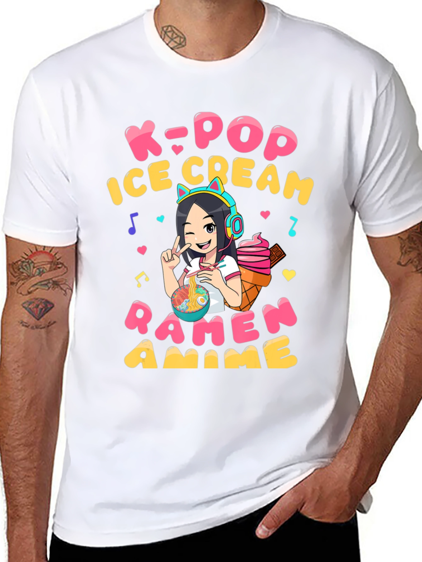 K-Pop Ramen Anime Graphic T-Shirt