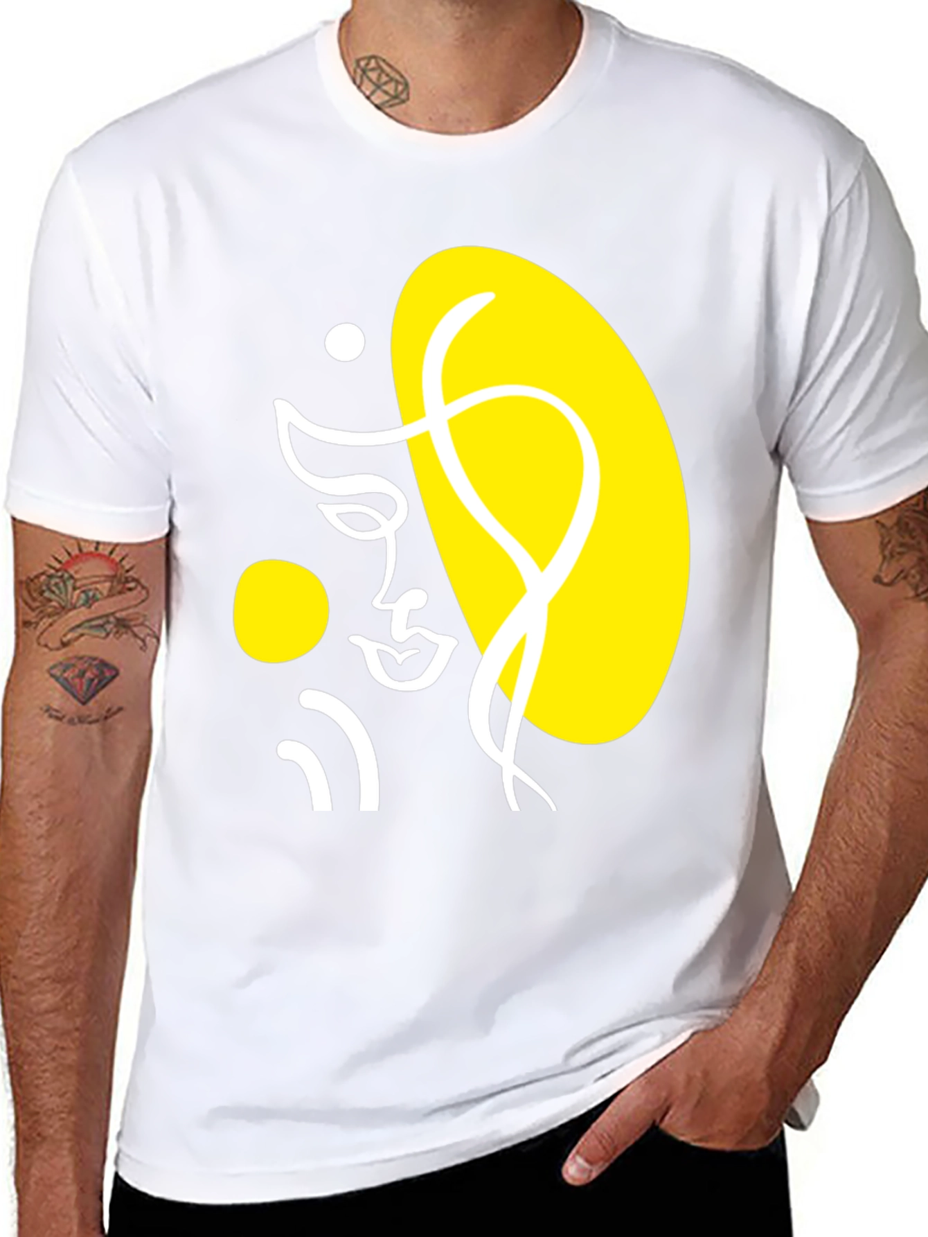 Abstract Face Graphic Black T-Shirt