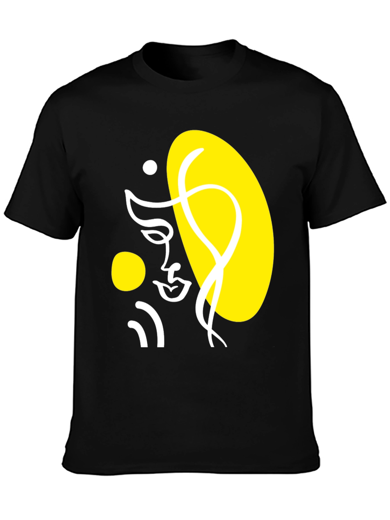 Abstract Face Graphic Black T-Shirt