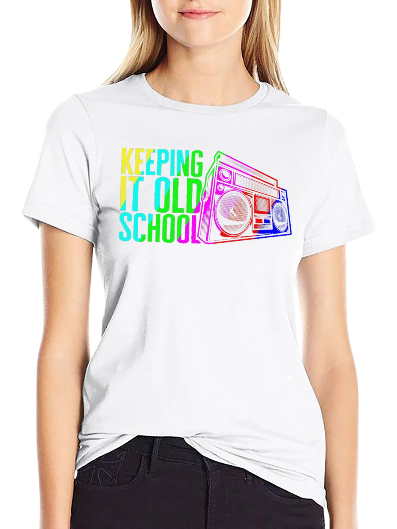 Retro Boombox Graphic T-Shirt - Old School Style