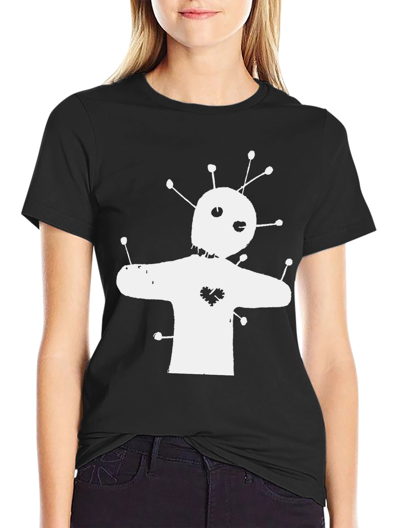 Voodoo Doll Graphic Tee - Black Cotton T-Shirt