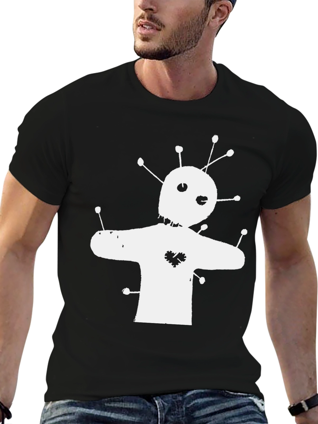 Voodoo Doll Graphic Tee - Black Cotton T-Shirt