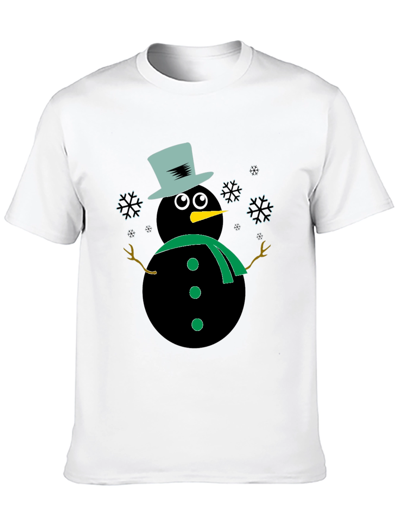 Snowman Graphic Tee - Black Winter Holiday Shirt