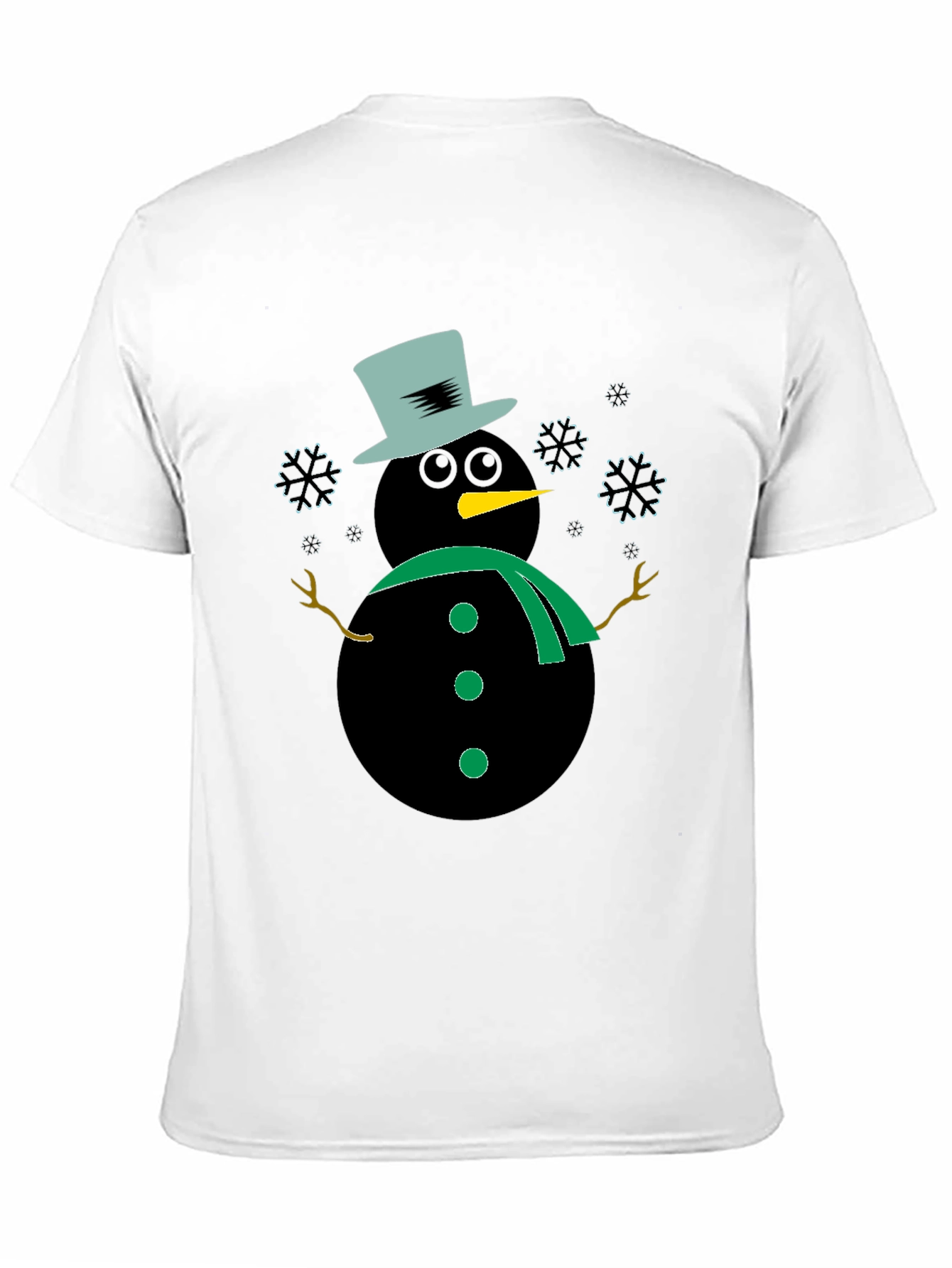 Snowman Graphic Tee - Black Winter Holiday Shirt
