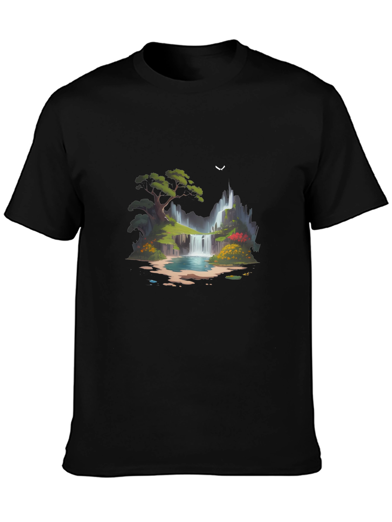 Waterfall Graphic Black T-Shirt