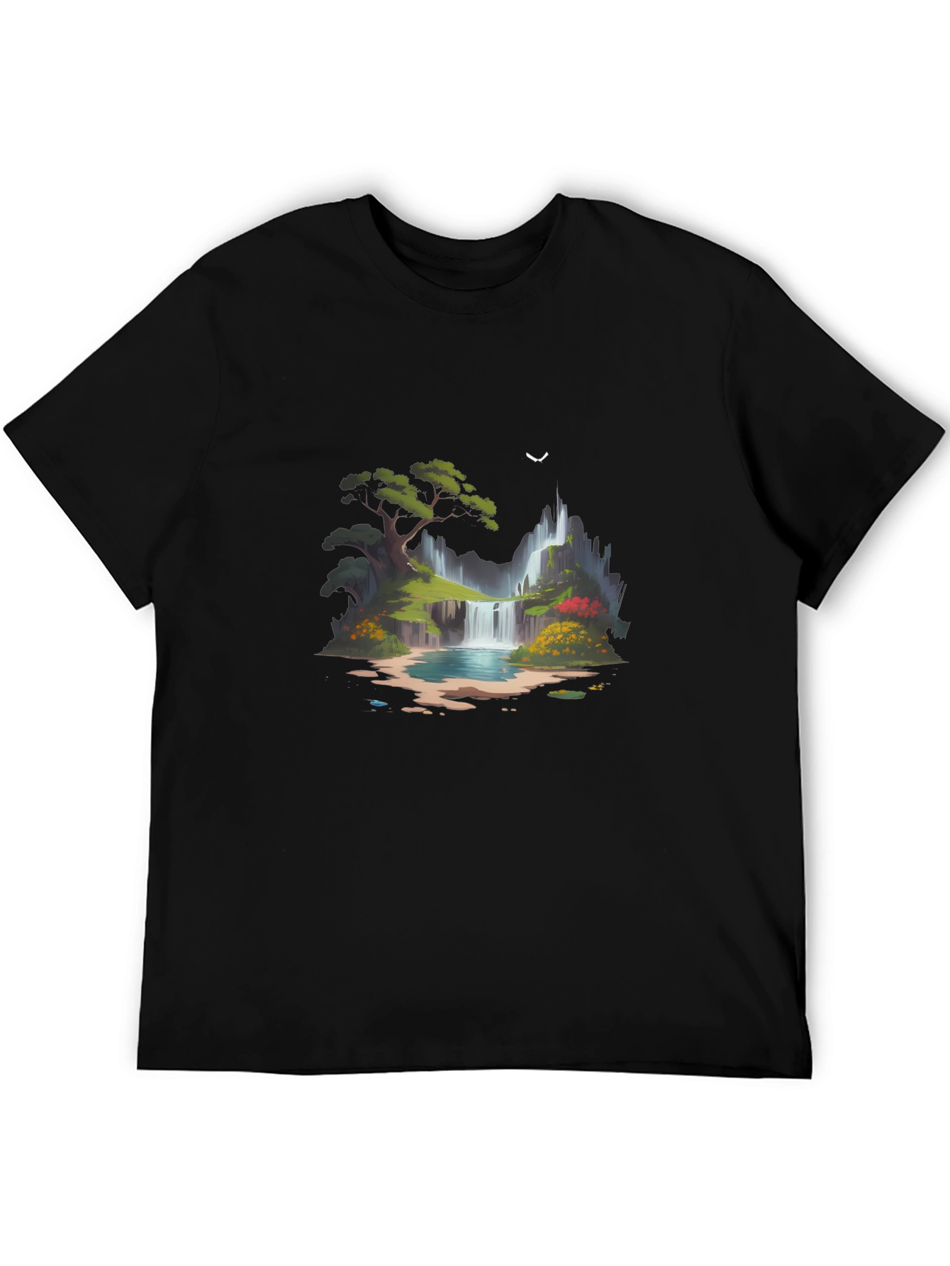 Waterfall Graphic Black T-Shirt