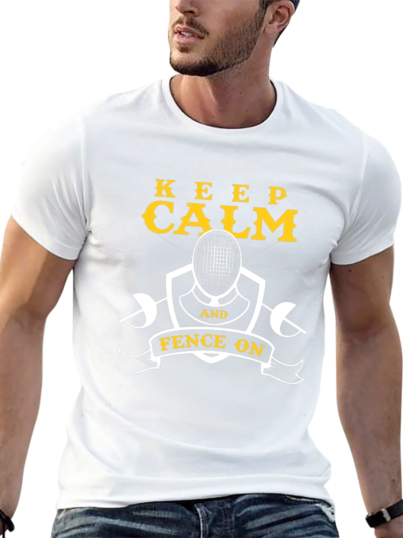 Keep Calm & Fence On Black T-Shirt
