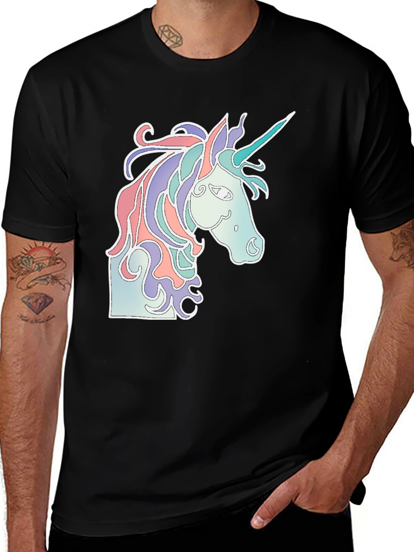 Unicorn Graphic Black T-Shirt