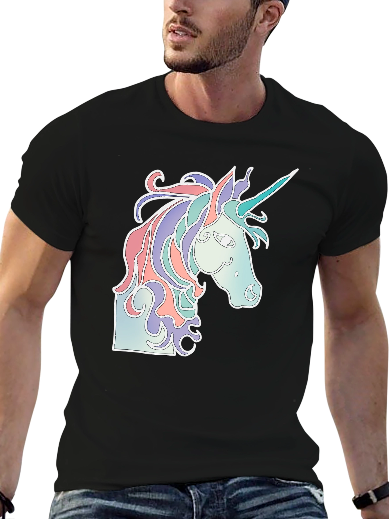 Unicorn Graphic Black T-Shirt