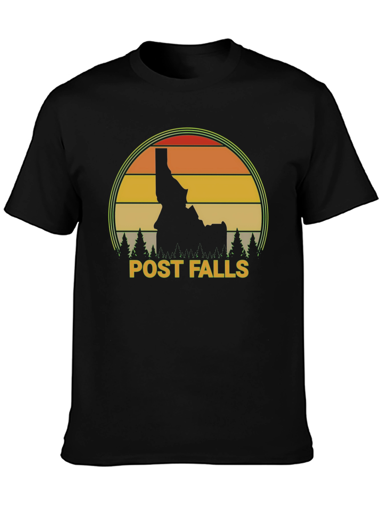 Post Falls Idaho Retro Sunset T-Shirt