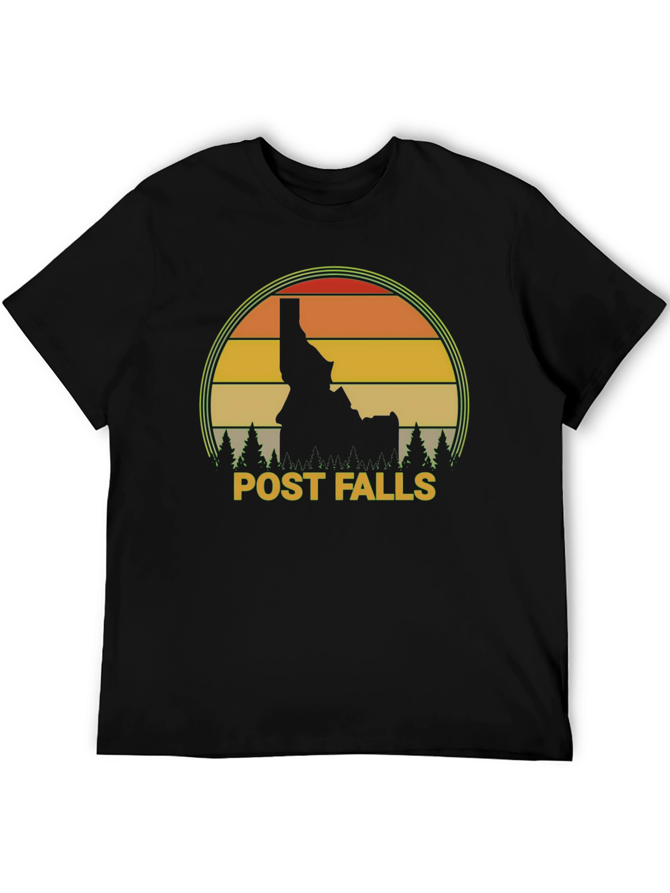 Post Falls Idaho Retro Sunset T-Shirt