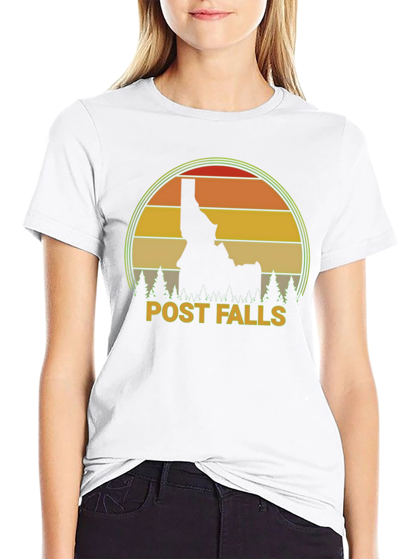 Post Falls Idaho Retro Sunset T-Shirt
