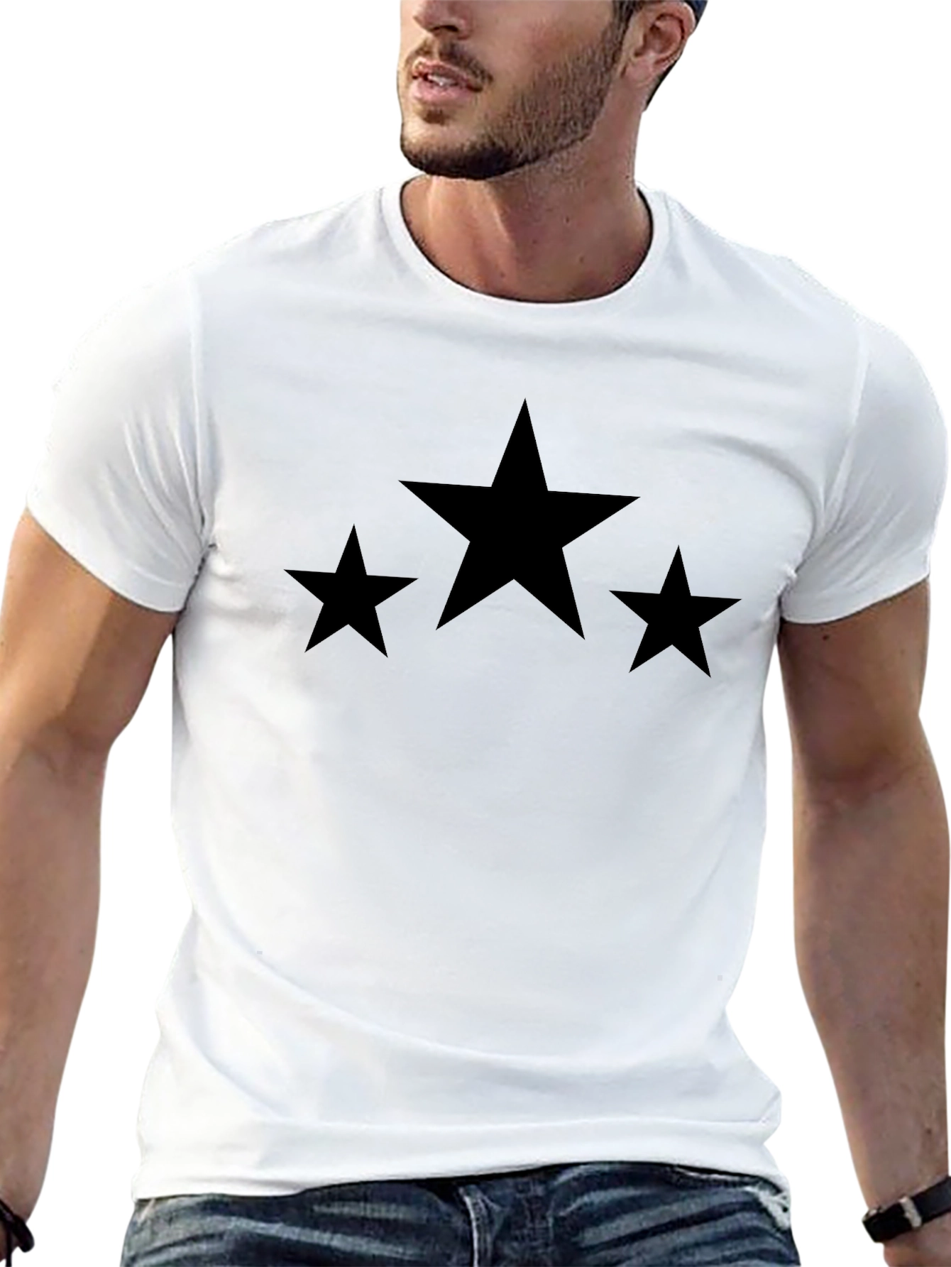Stylish Black T-Shirt with Star Design