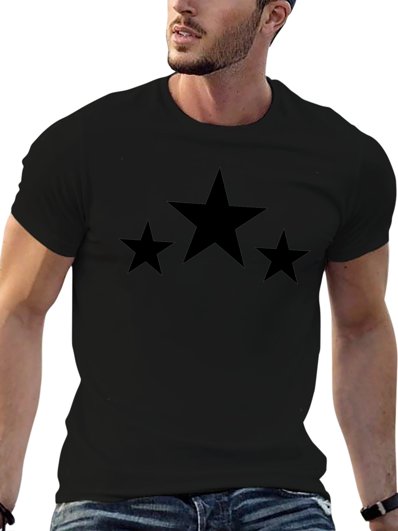 Stylish Black T-Shirt with Star Design