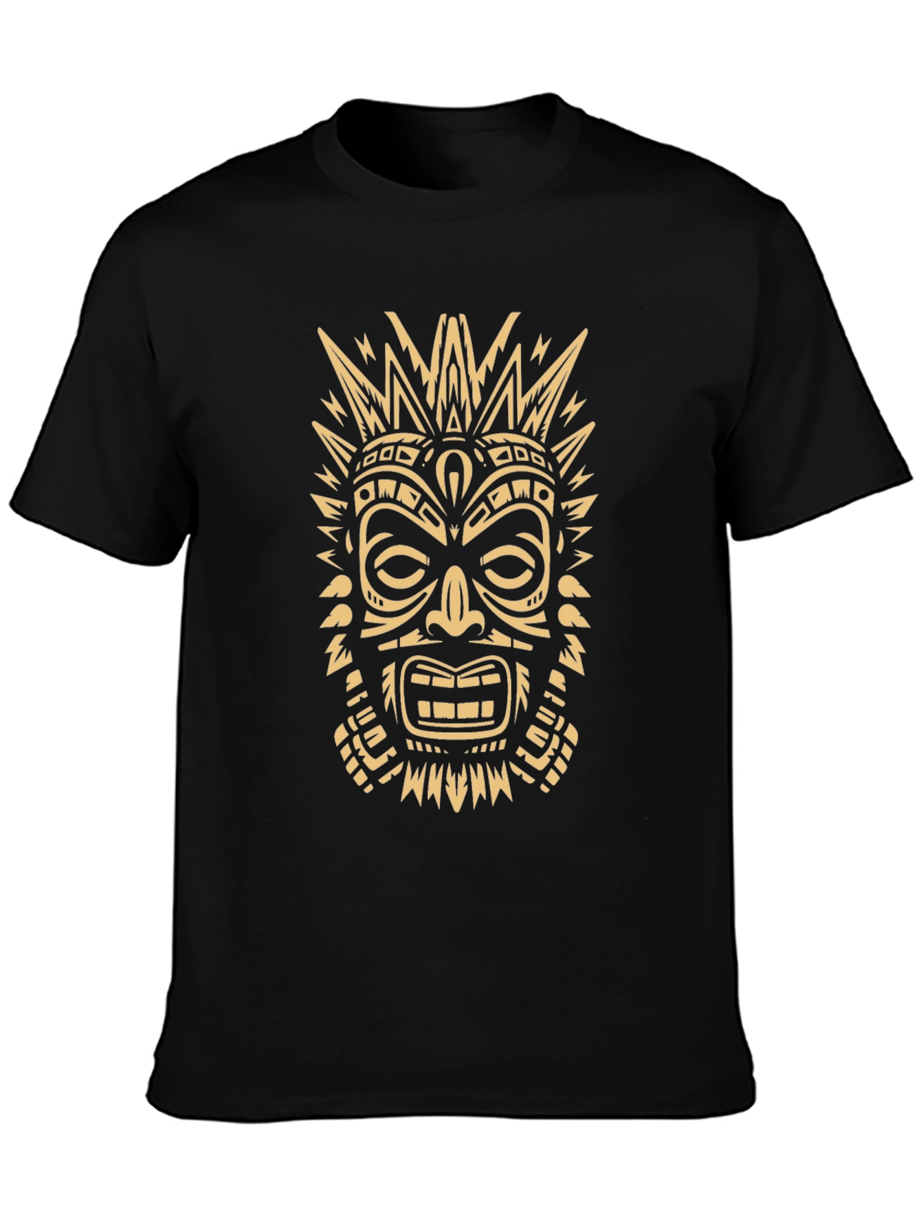 Tribal Mask Graphic Tee - Mens Black T-Shirt