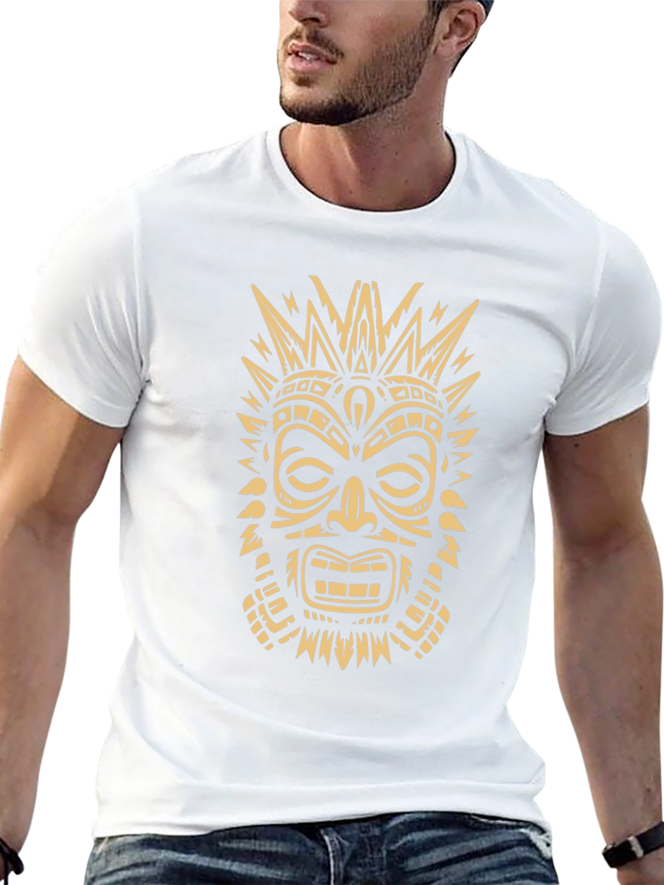 Tribal Mask Graphic Tee - Mens Black T-Shirt