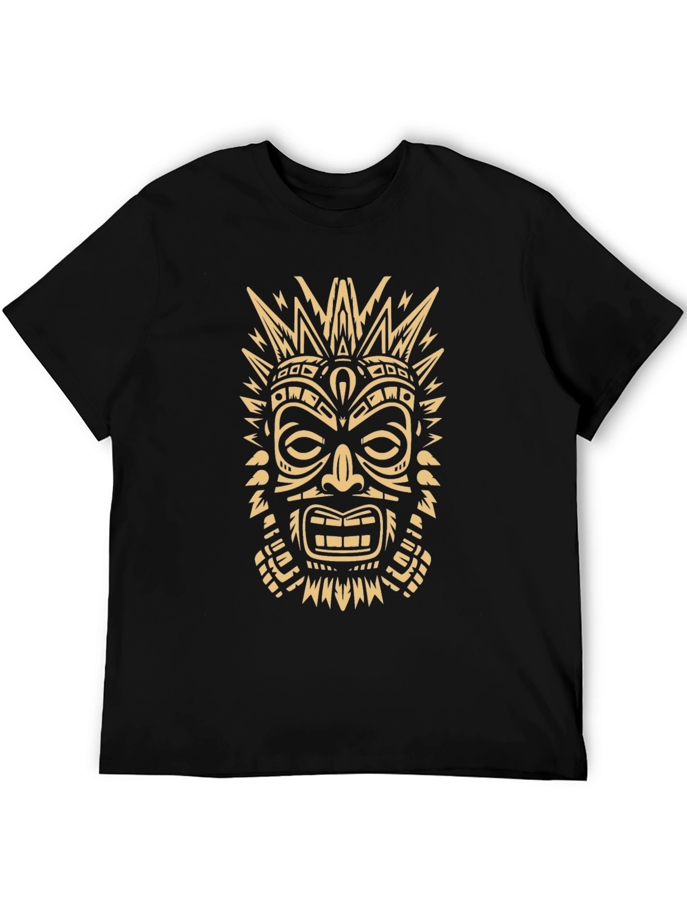 Tribal Mask Graphic Tee - Mens Black T-Shirt