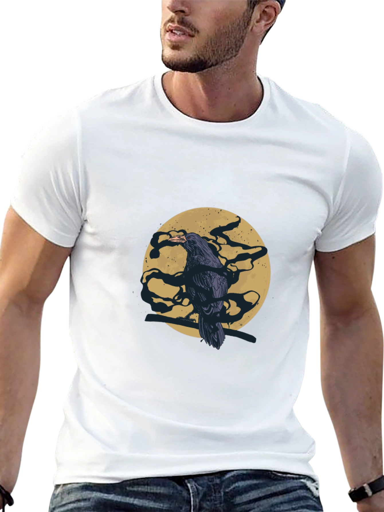 Raven Moon Graphic T-Shirt - Black