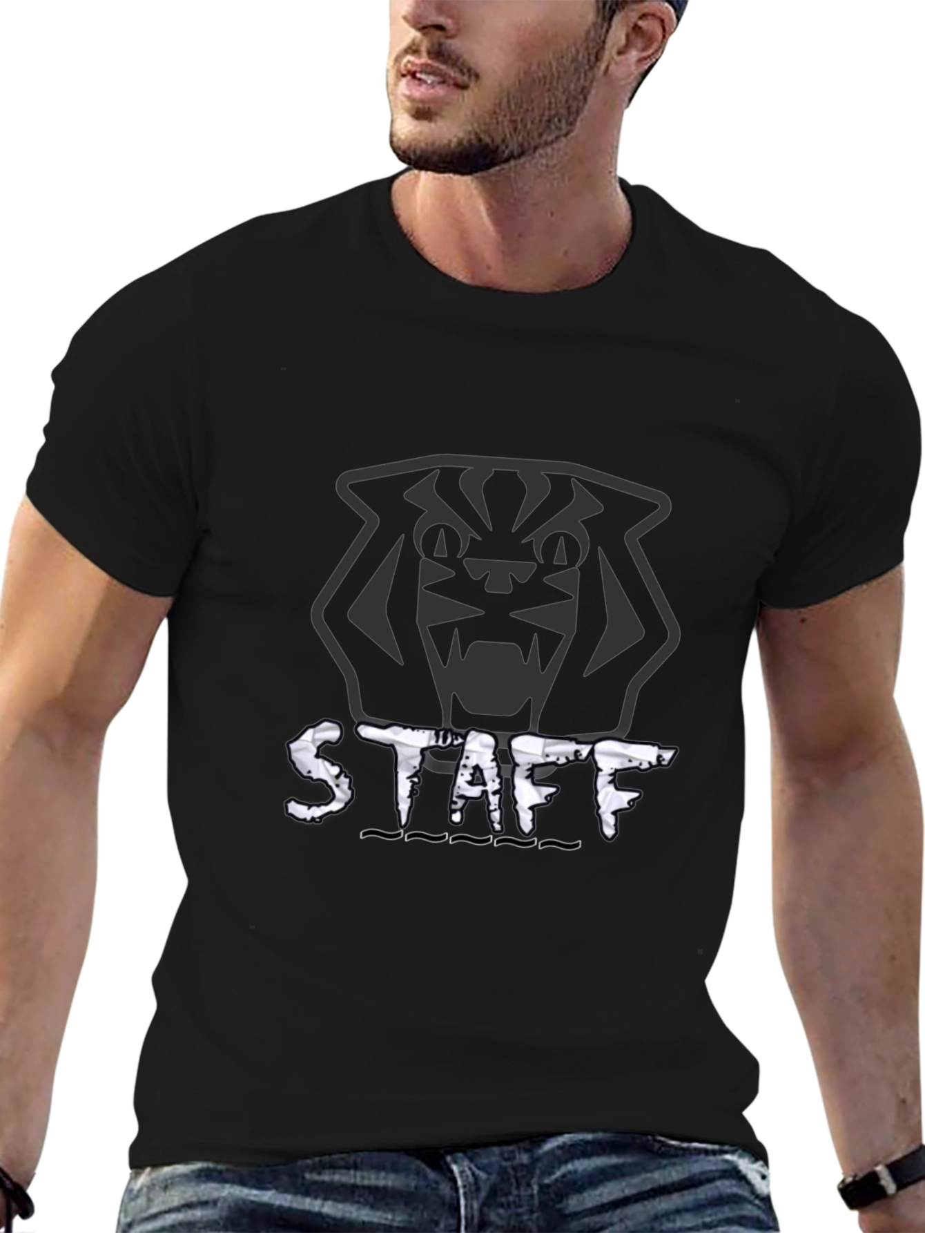 Tiger Staff T-Shirt - Graphic Print Black Tee