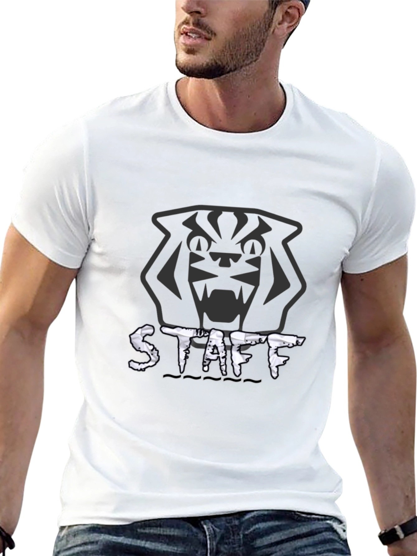 Tiger Staff T-Shirt - Graphic Print Black Tee