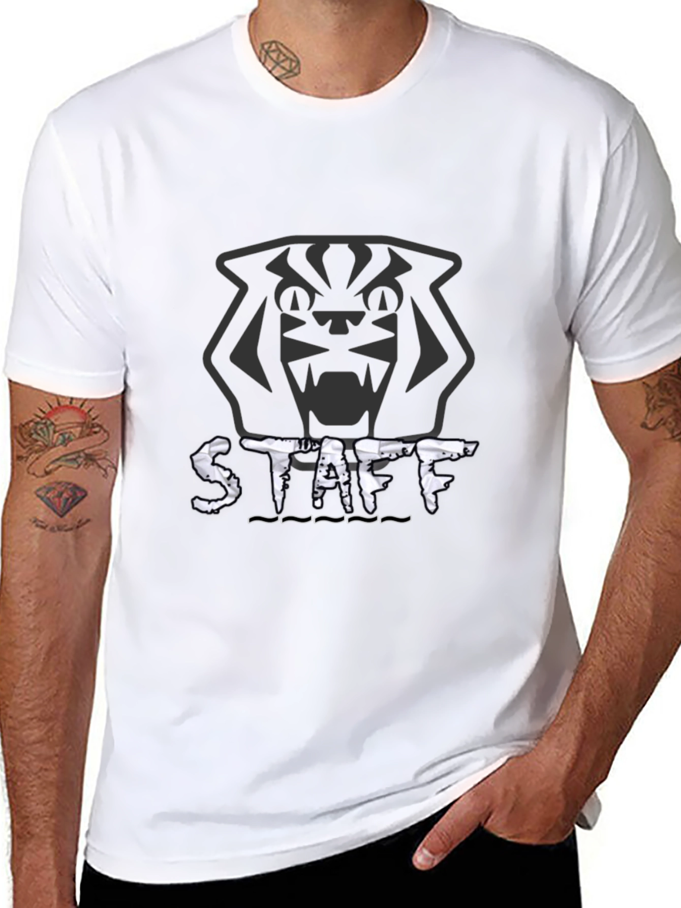 Tiger Staff T-Shirt - Graphic Print Black Tee