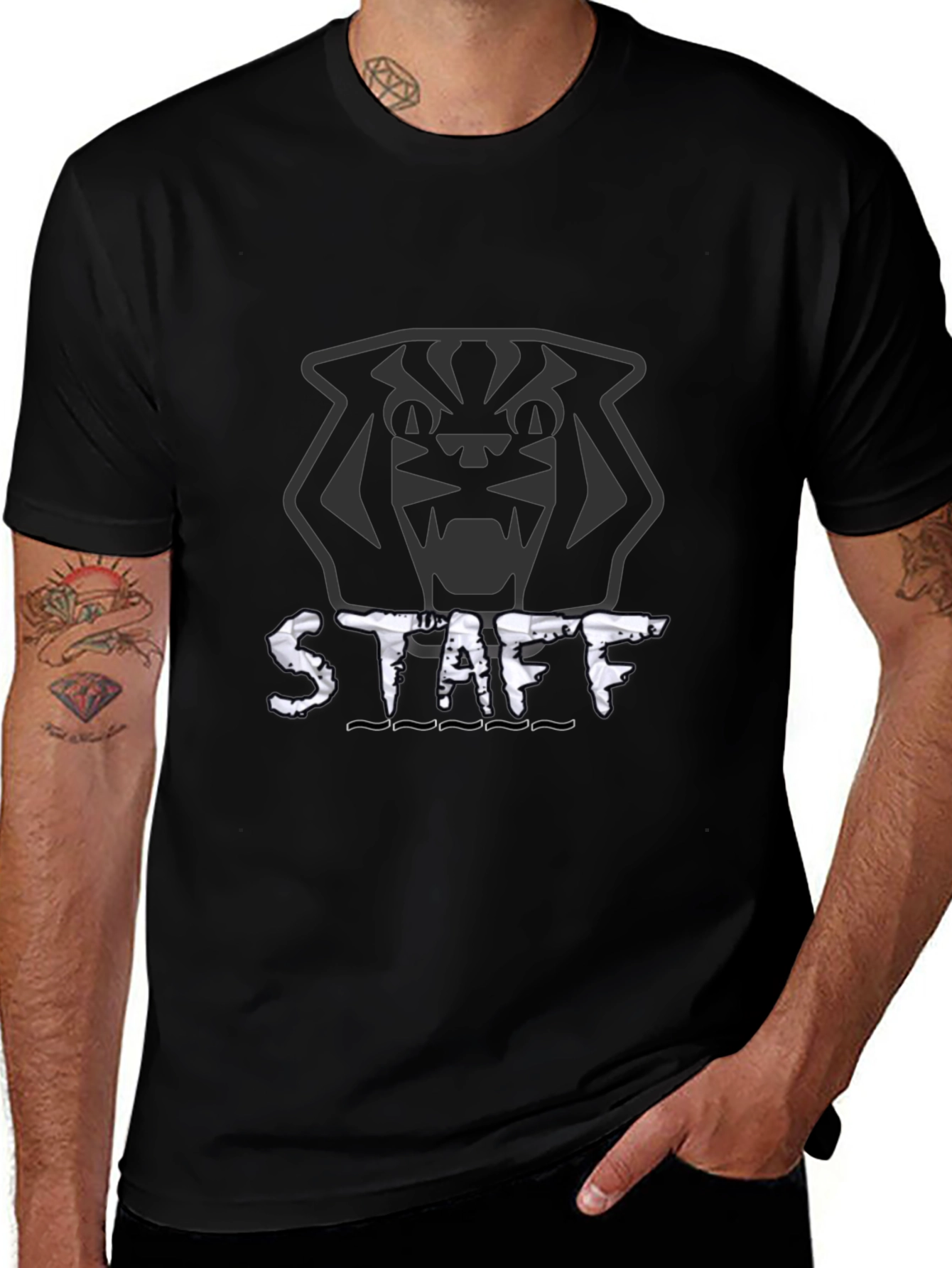 Tiger Staff T-Shirt - Graphic Print Black Tee