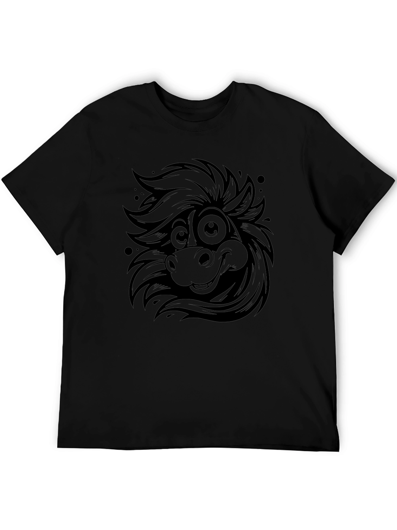 Cartoon Horse Tee - Quirky Black Graphic T-Shirt