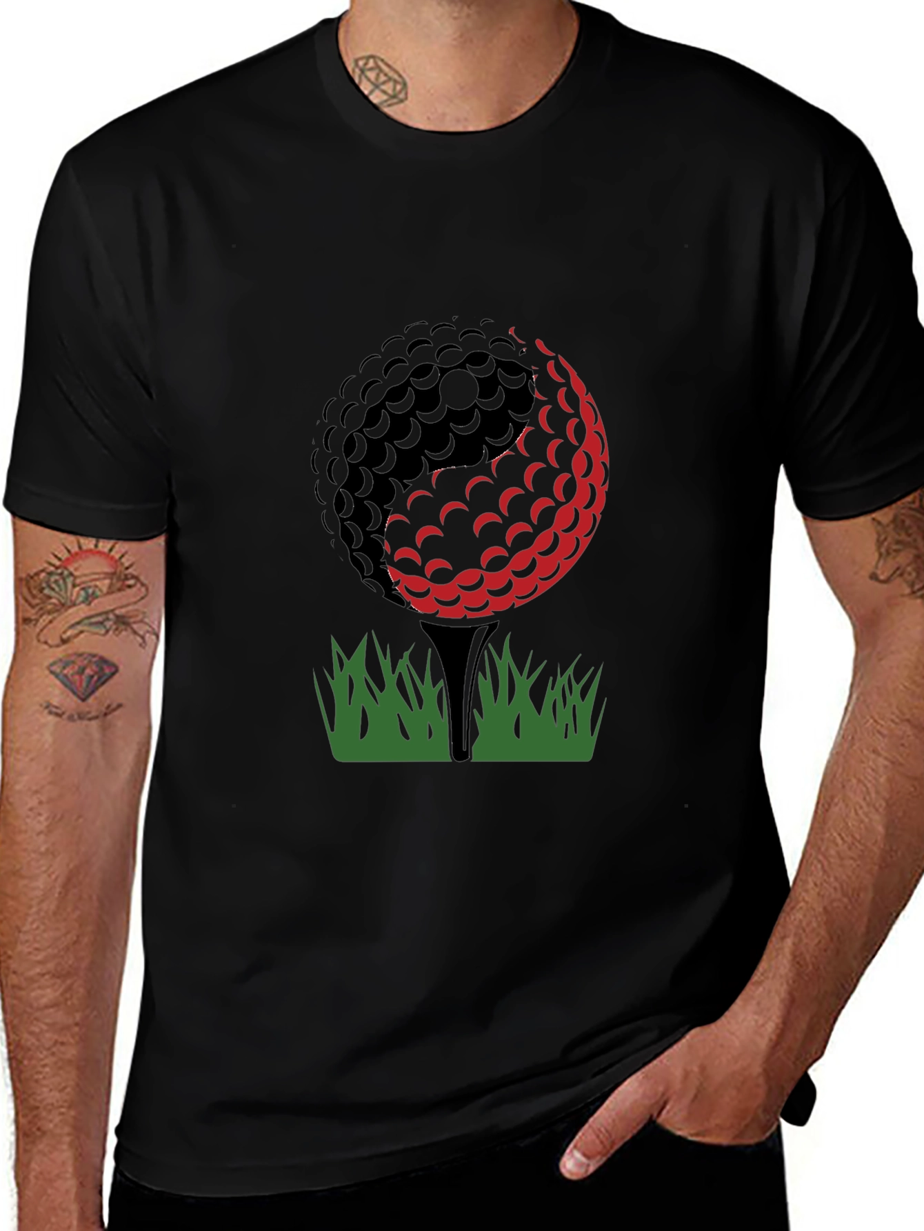 Golf Ball T-Shirt - Black Cotton Tee