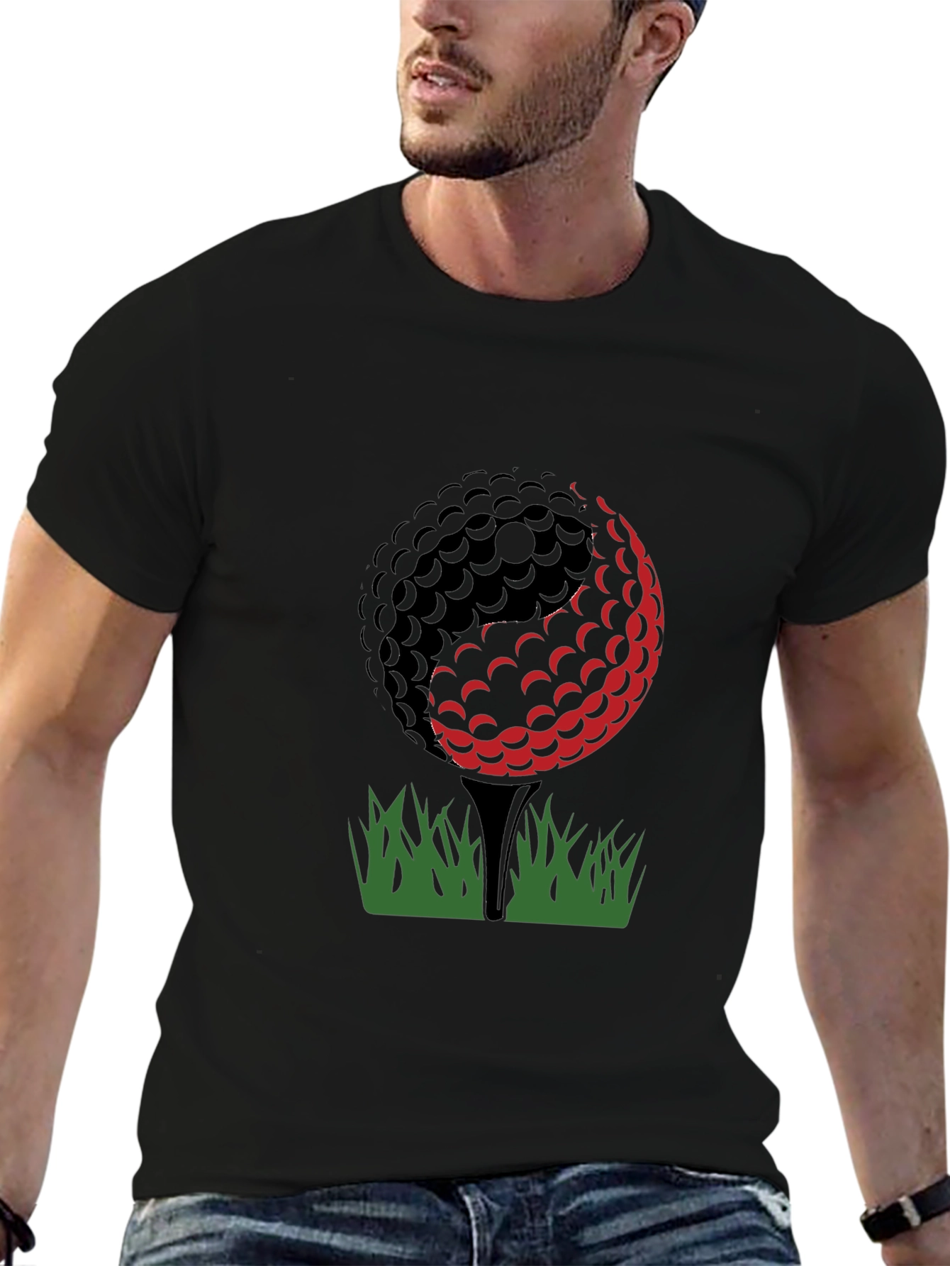 Golf Ball T-Shirt - Black Cotton Tee