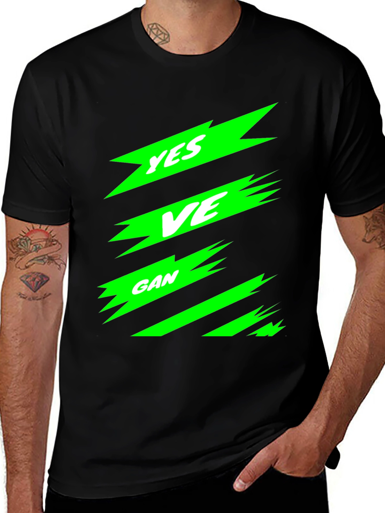 Yes Vegan Black Graphic T-Shirt