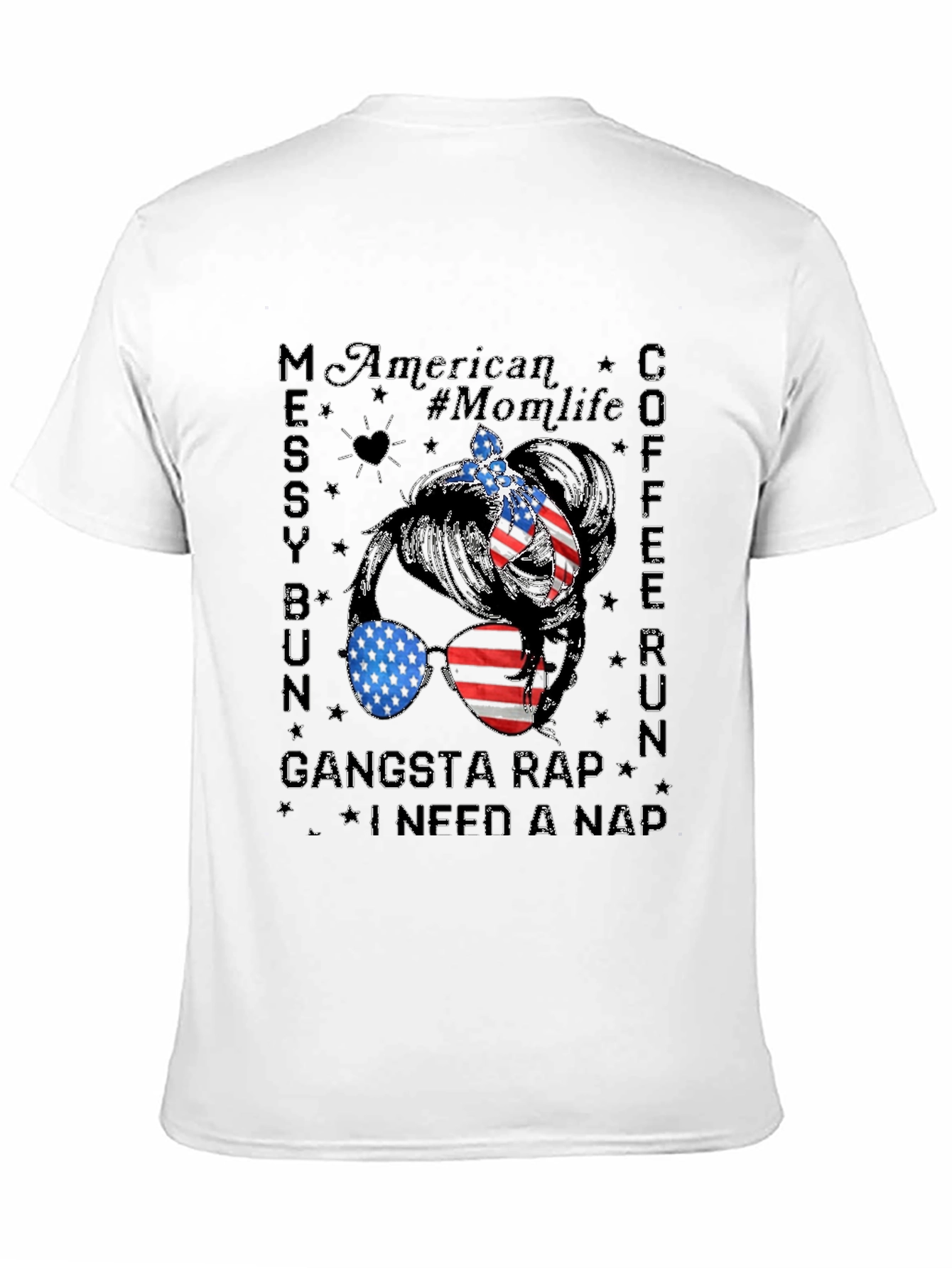 American Momlife Messy Bun Graphic Tee