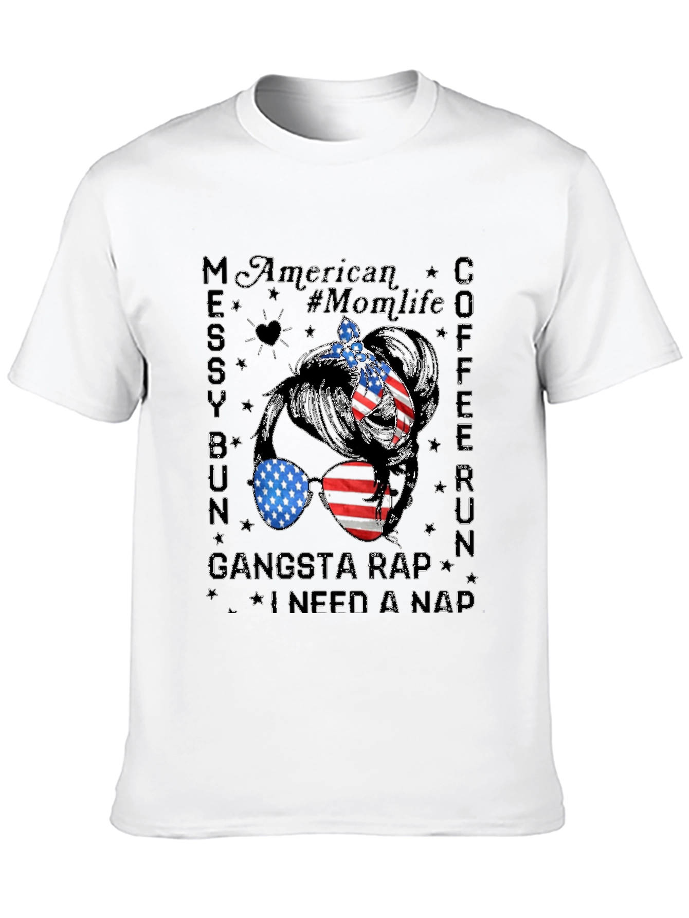 American Momlife Messy Bun Graphic Tee