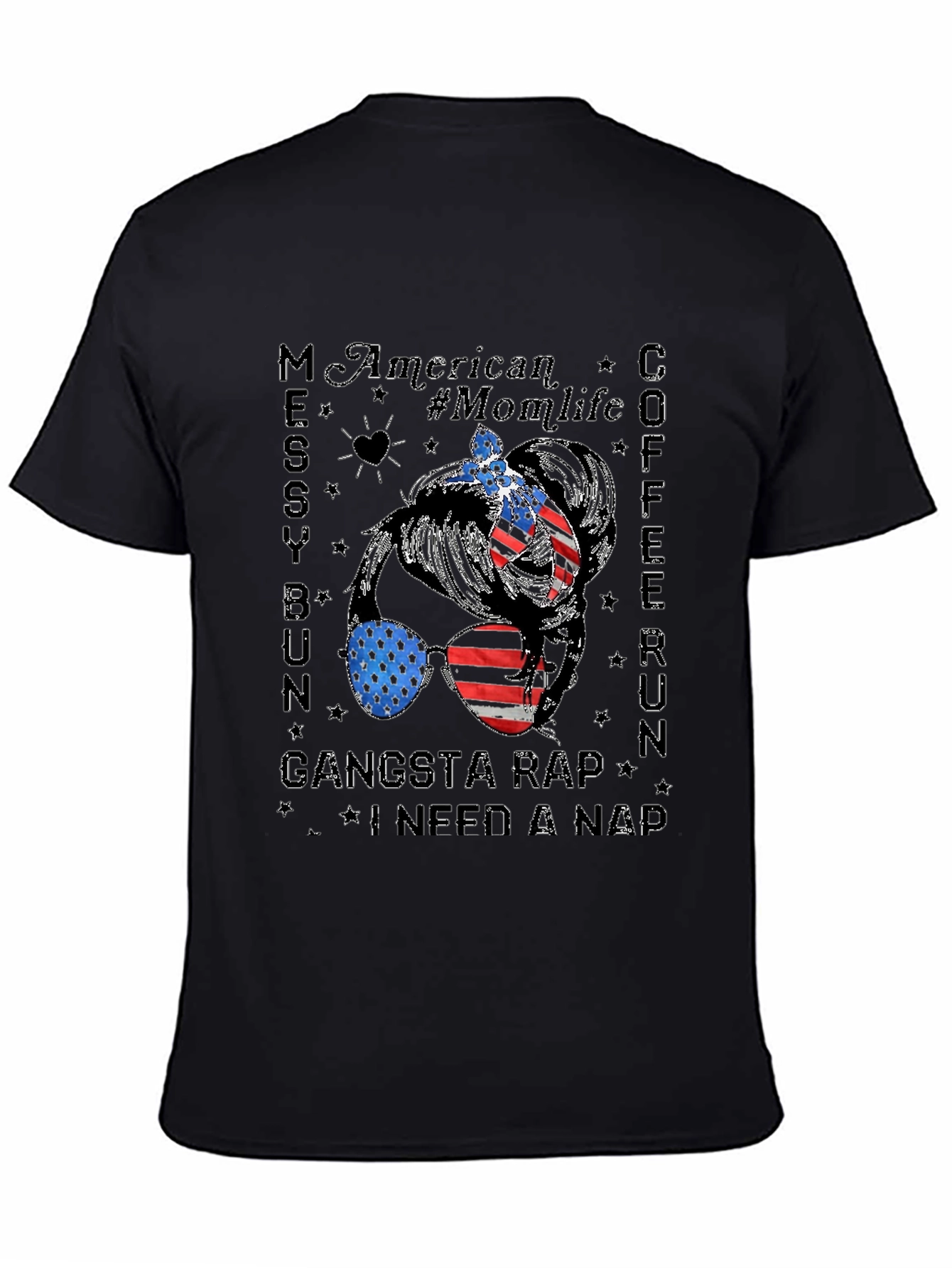 American Momlife Messy Bun Graphic Tee