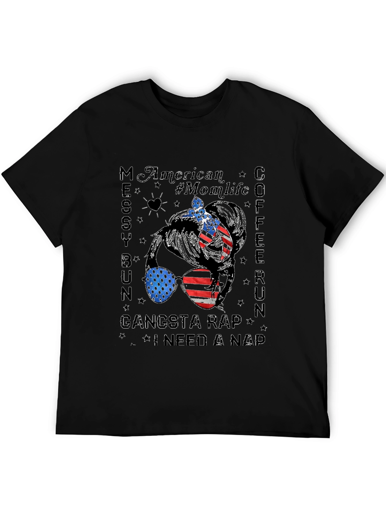American Momlife Messy Bun Graphic Tee