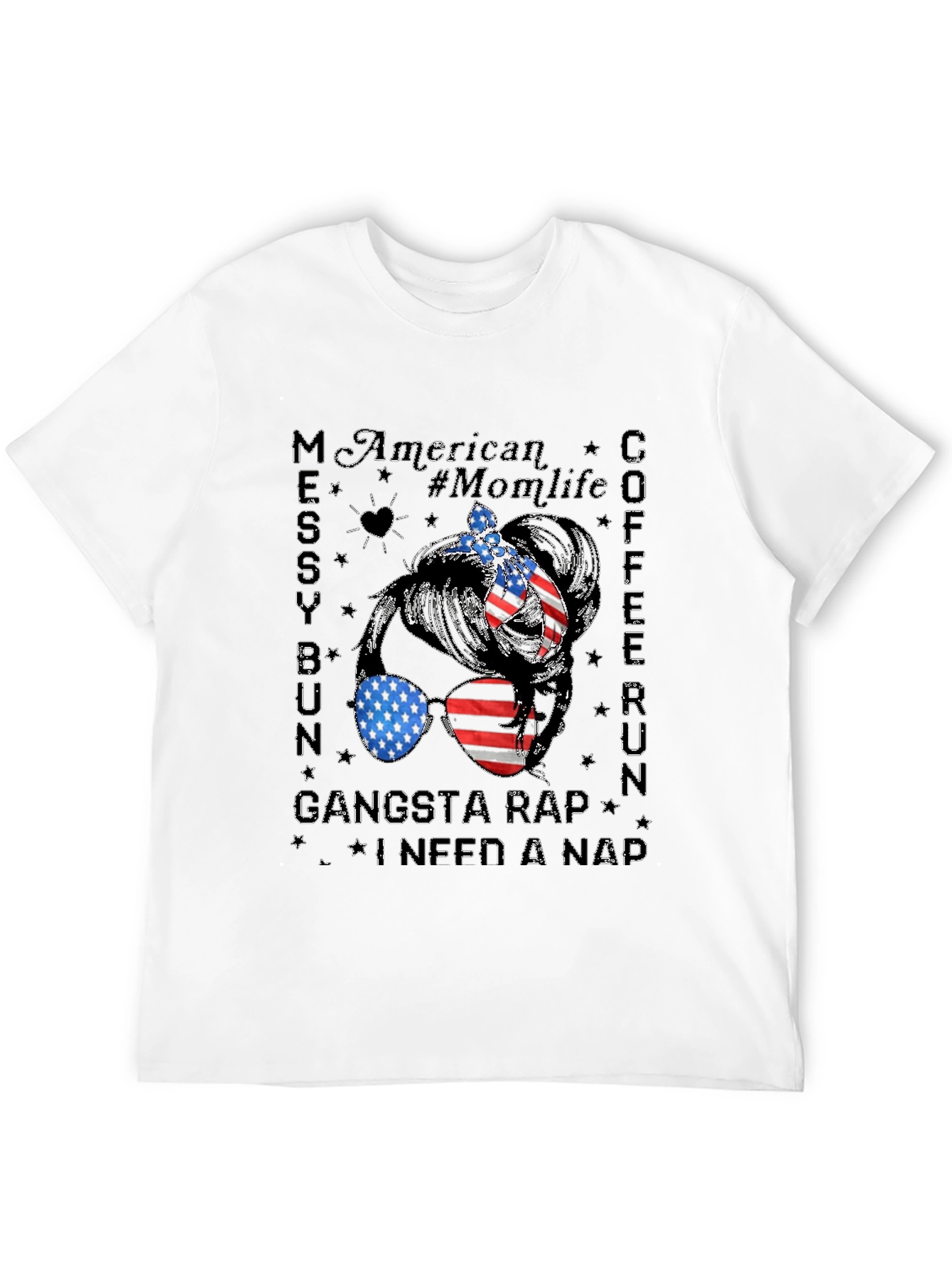 American Momlife Messy Bun Graphic Tee