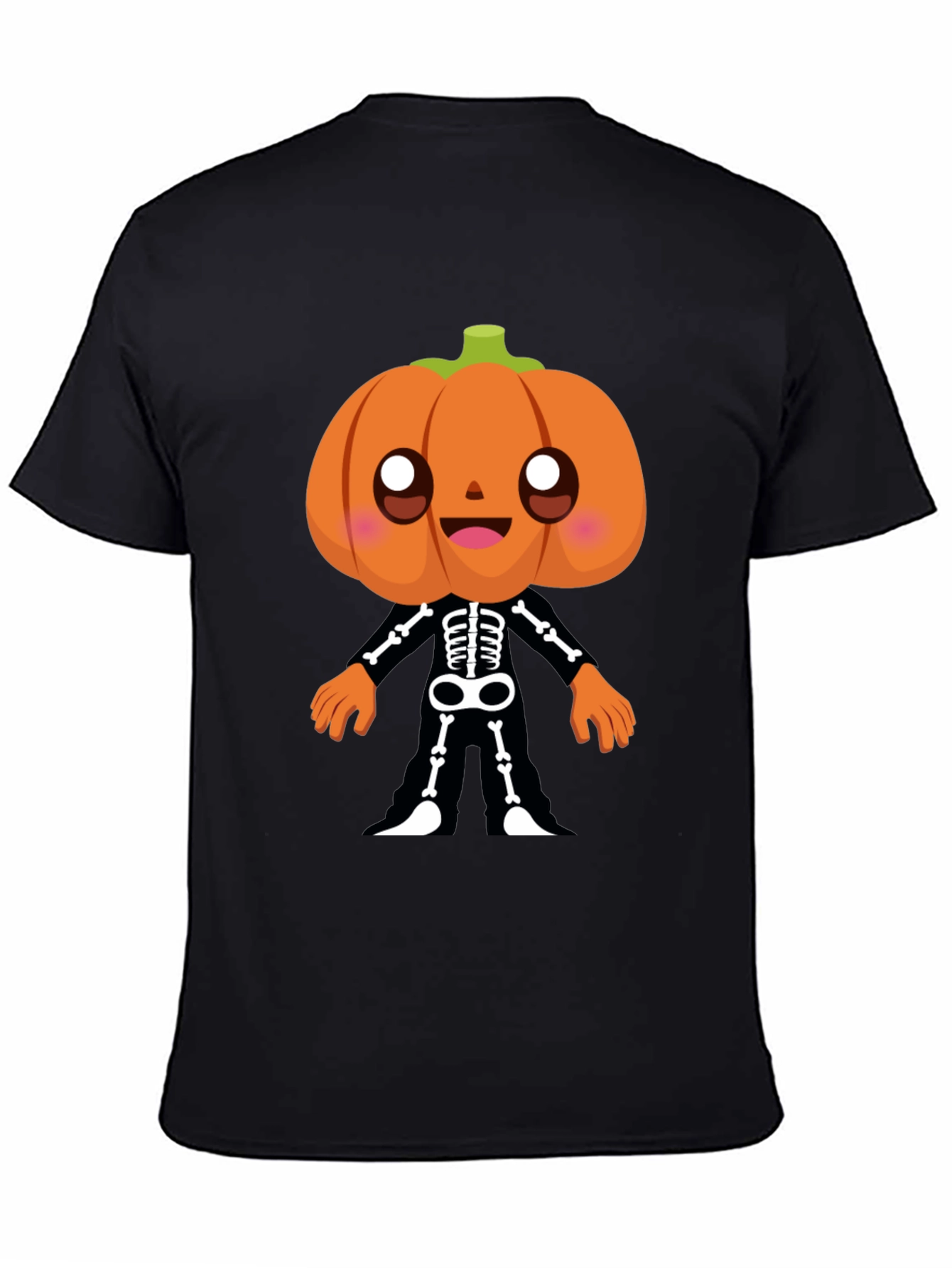 Pumpkin Skeleton Graphic Tee - Halloween Fun!