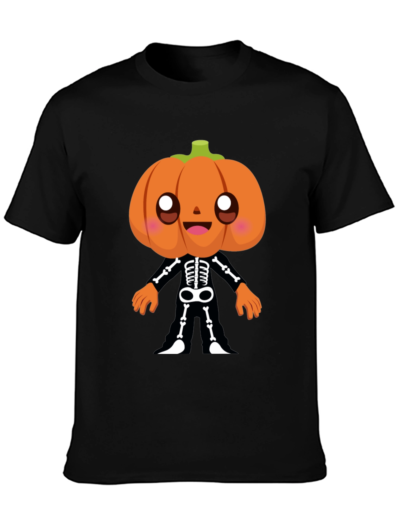 Pumpkin Skeleton Graphic Tee - Halloween Fun!