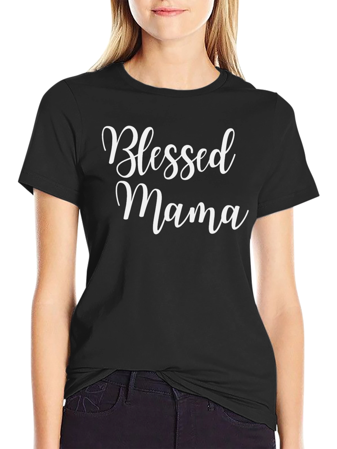Blessed Mama Graphic Tee - Black Cotton T-Shirt