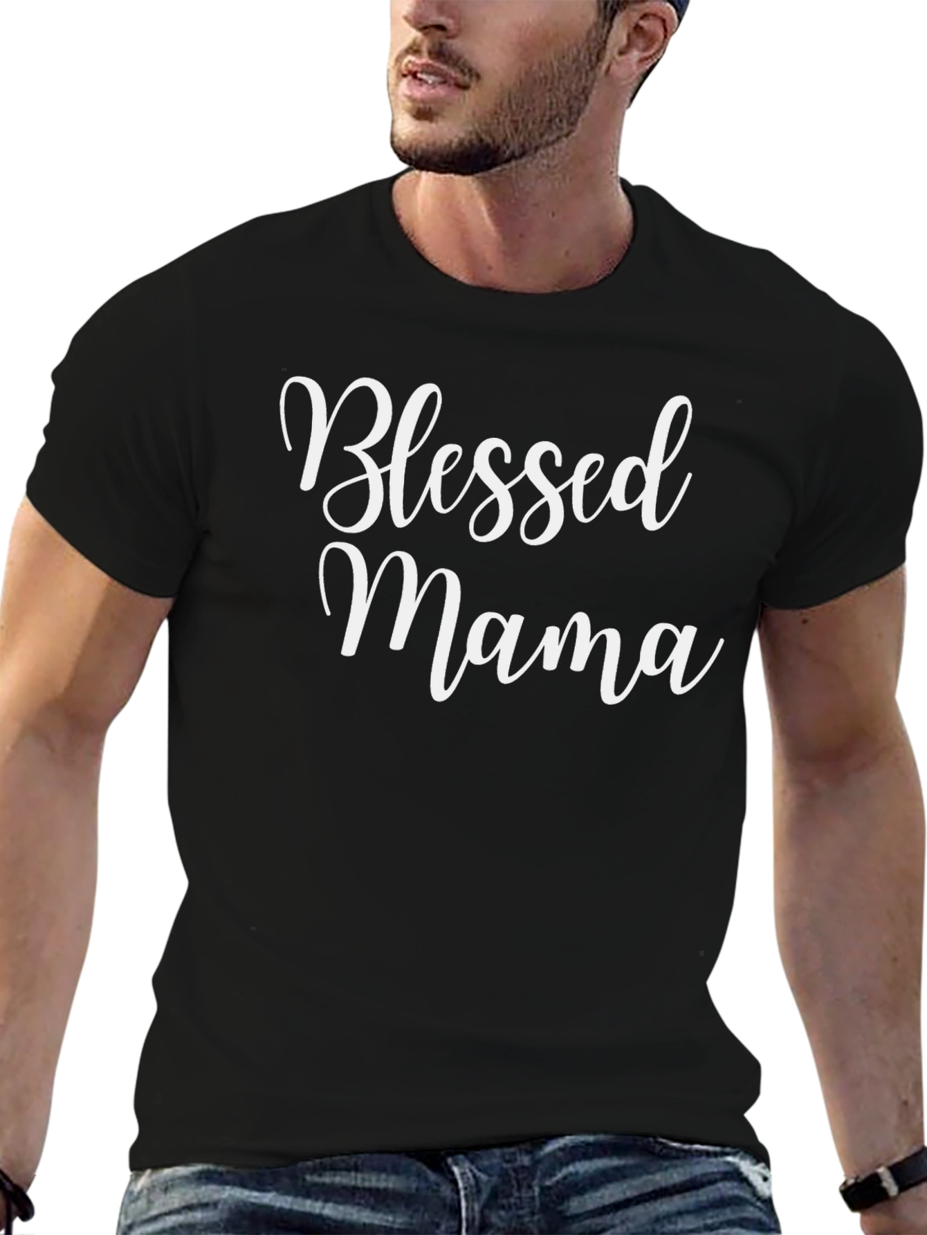 Blessed Mama Graphic Tee - Black Cotton T-Shirt