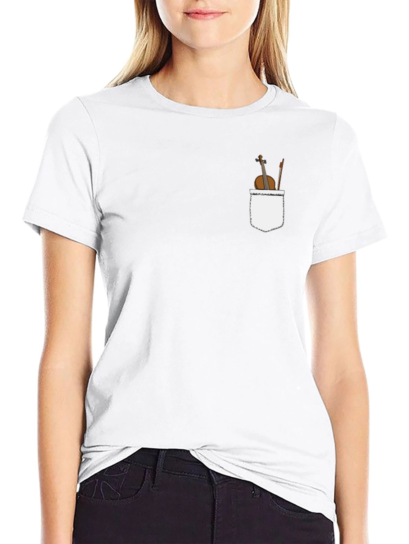 Violin Pocket Graphic Tee - Classic Black T-Shirt