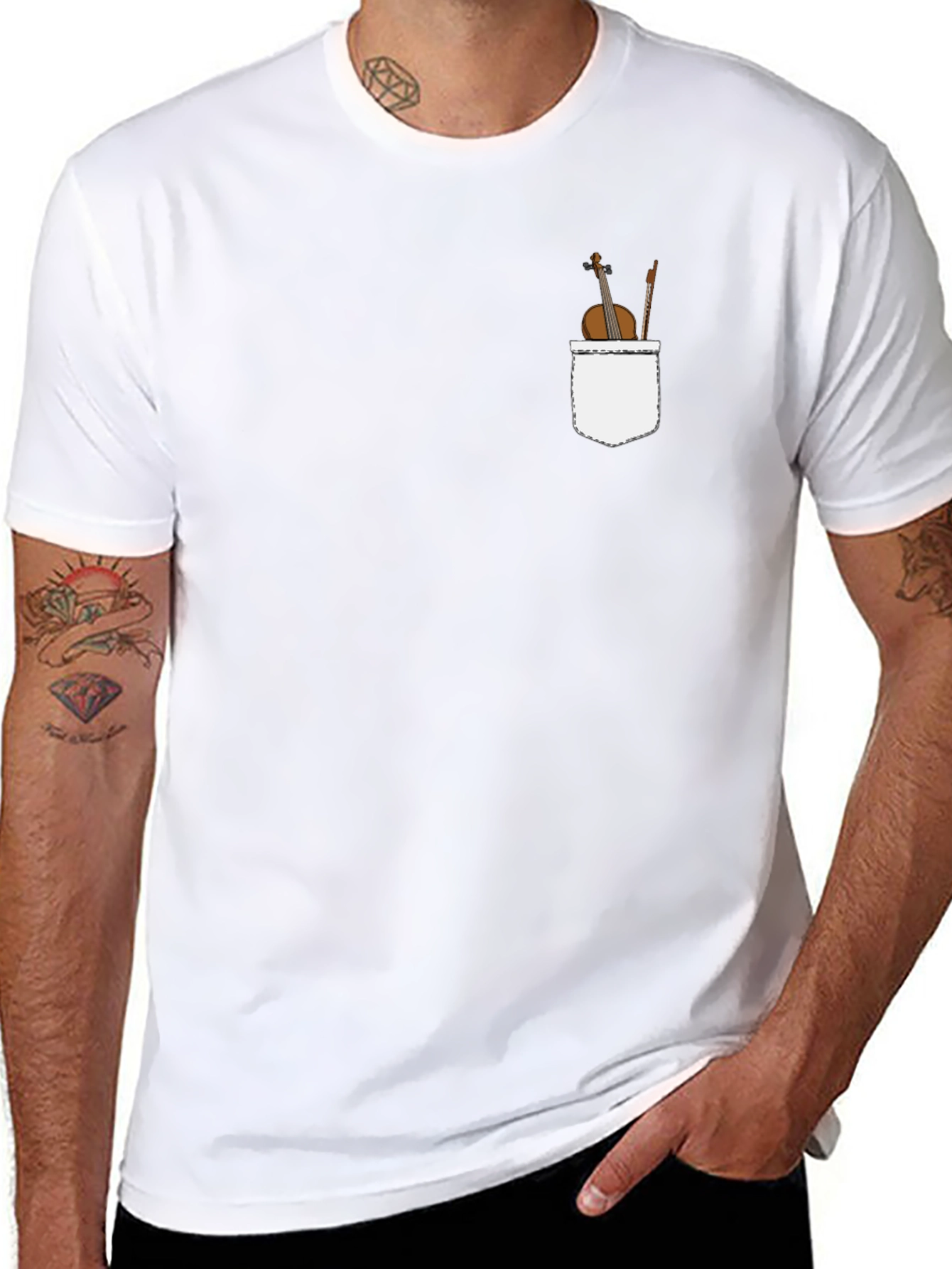 Violin Pocket Graphic Tee - Classic Black T-Shirt