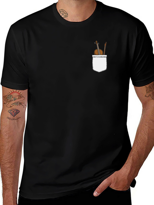 Violin Pocket Graphic Tee - Classic Black T-Shirt
