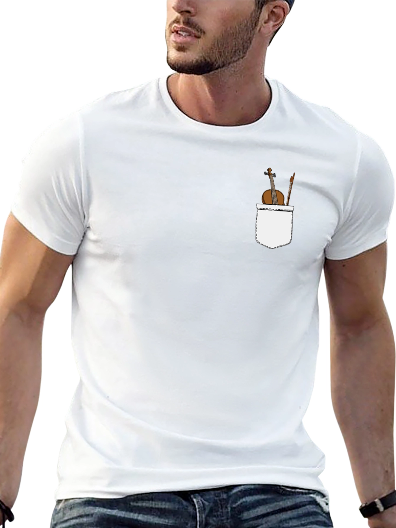 Violin Pocket Graphic Tee - Classic Black T-Shirt