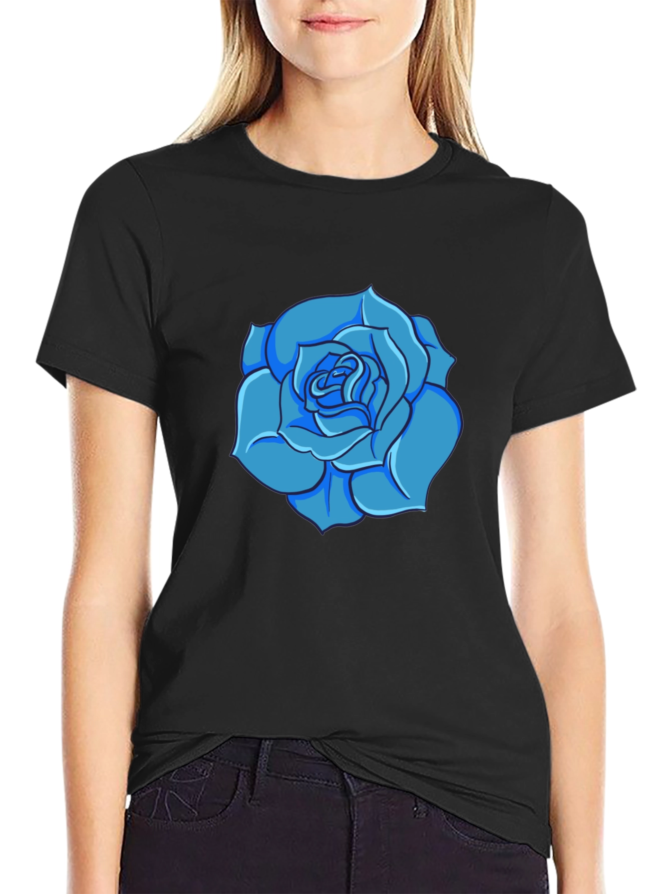 Blue Rose Graphic T-Shirt - Modern Style