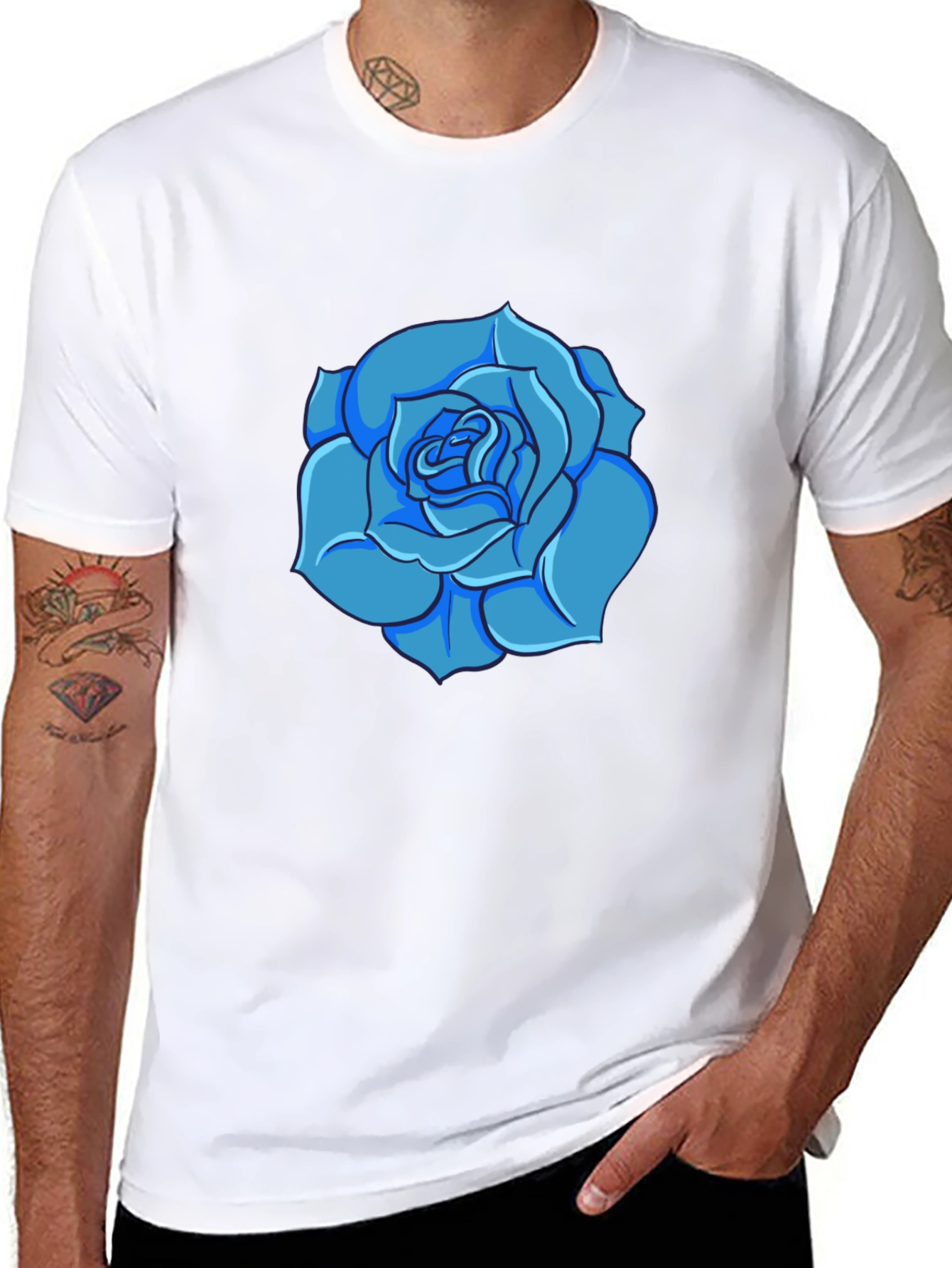 Blue Rose Graphic T-Shirt - Modern Style